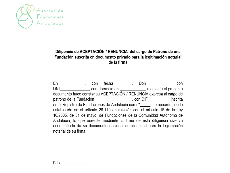 Aceptación / Renuncia de un Patrono en Documento Privado Ley 10