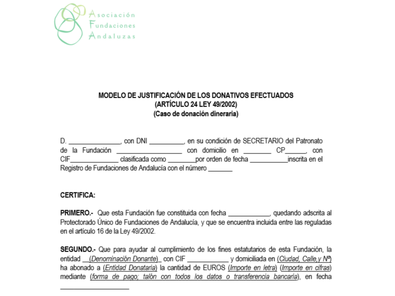 Certificado de Donaciones Dinerarias - AFA - Asociaciones 