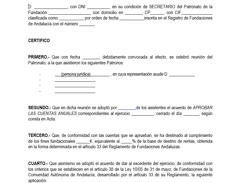 Certificación de la Aprobación de las Cuentas Anuales