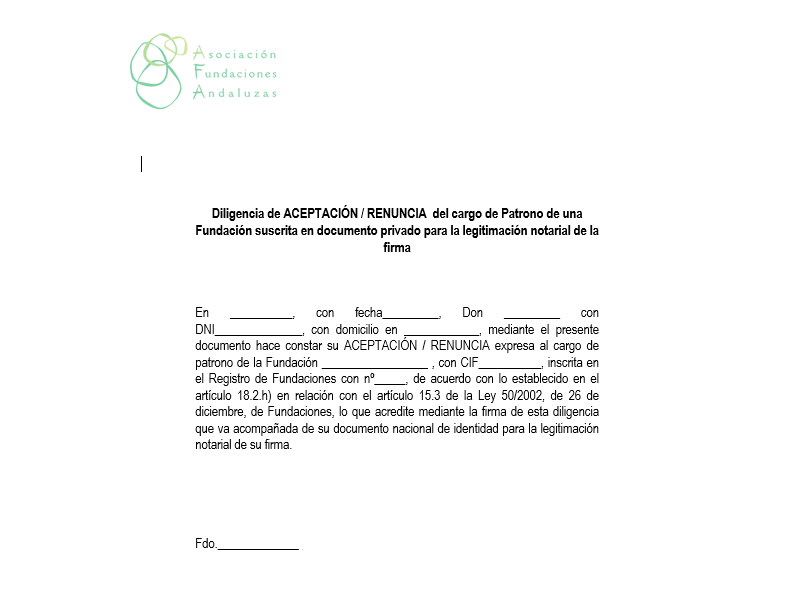 Aceptación / Renuncia de un Patrono en Documento Privado Ley 50