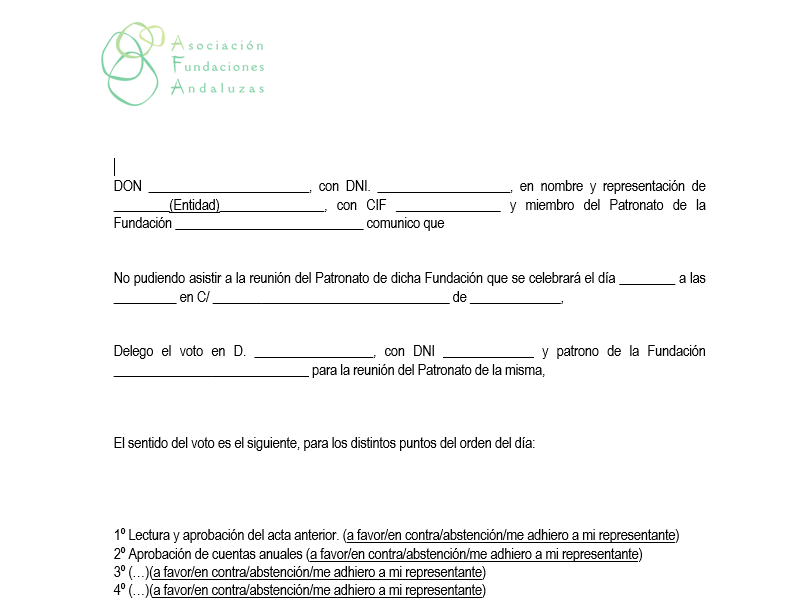 Modelo de Delegación de Voto - AFA - Asociaciones y 