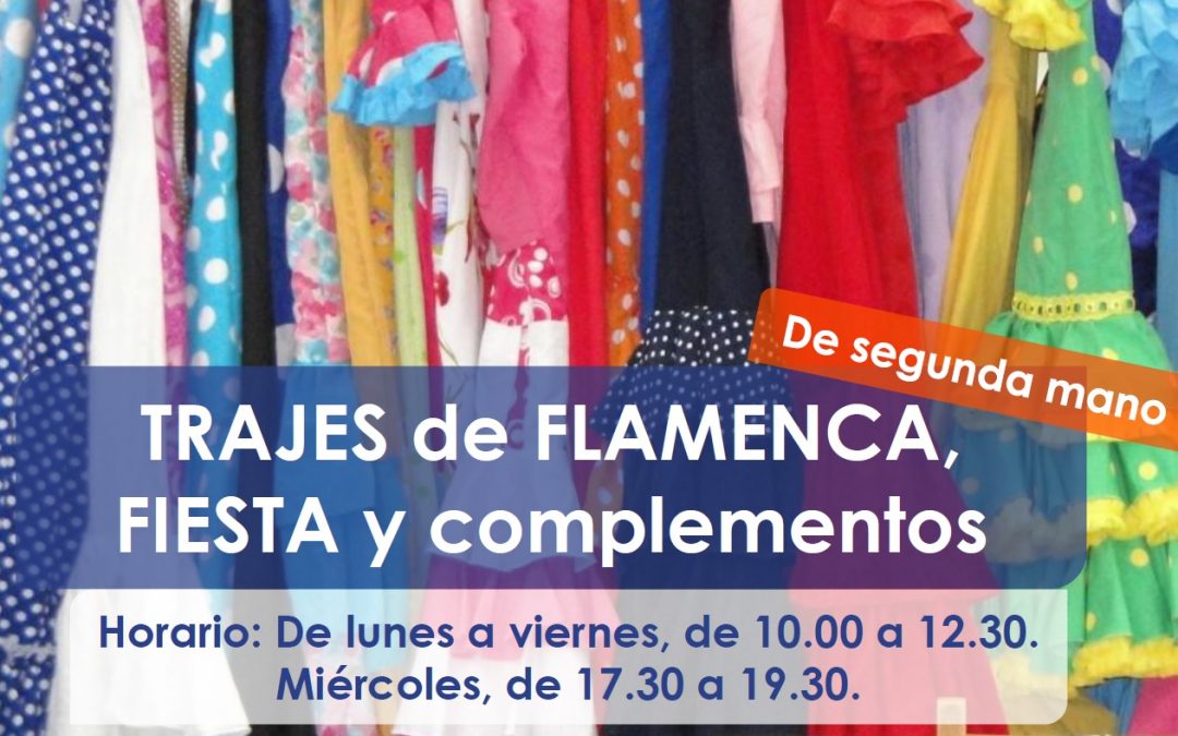 Madre Coraje abre hasta finales de mayo una exposición de segunda mano de trajes de flamenca y de fiesta