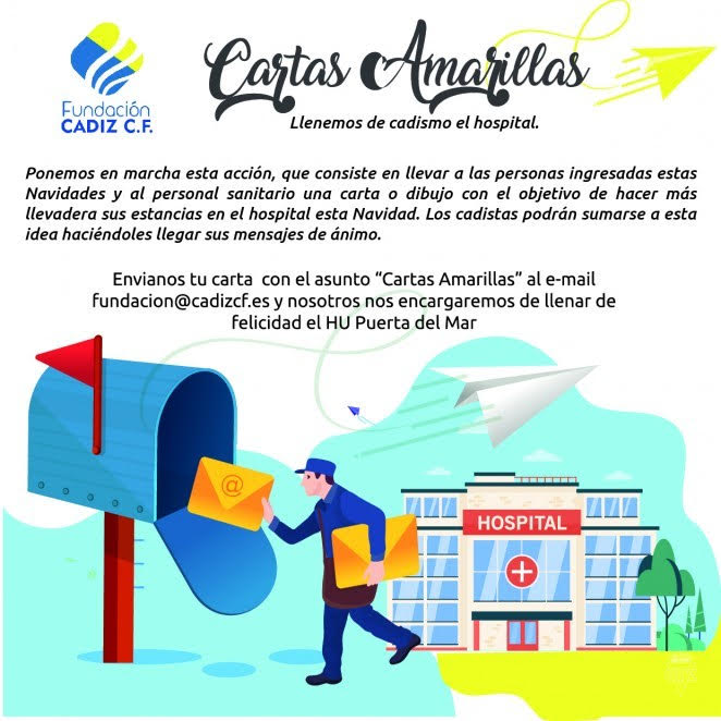La Fundación Cádiz CF pone en marcha la campaña «Cartas amarillas por Navidad al Hospital»