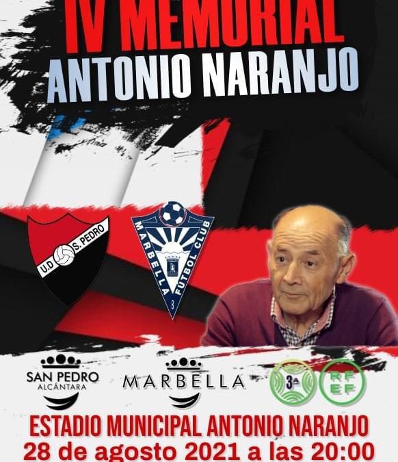 El IV Memorial Antonio Naranjo se celebrará el 28 de agosto  a beneficio de la Fundación Cudeca