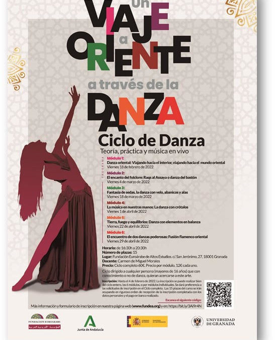 La Fundación Euroárabe presenta el ciclo «Un viaje a Oriente a través de la Danza» que impartirá Carmen de Miguel Morales, durante 6 sesiones, de enero a marzo