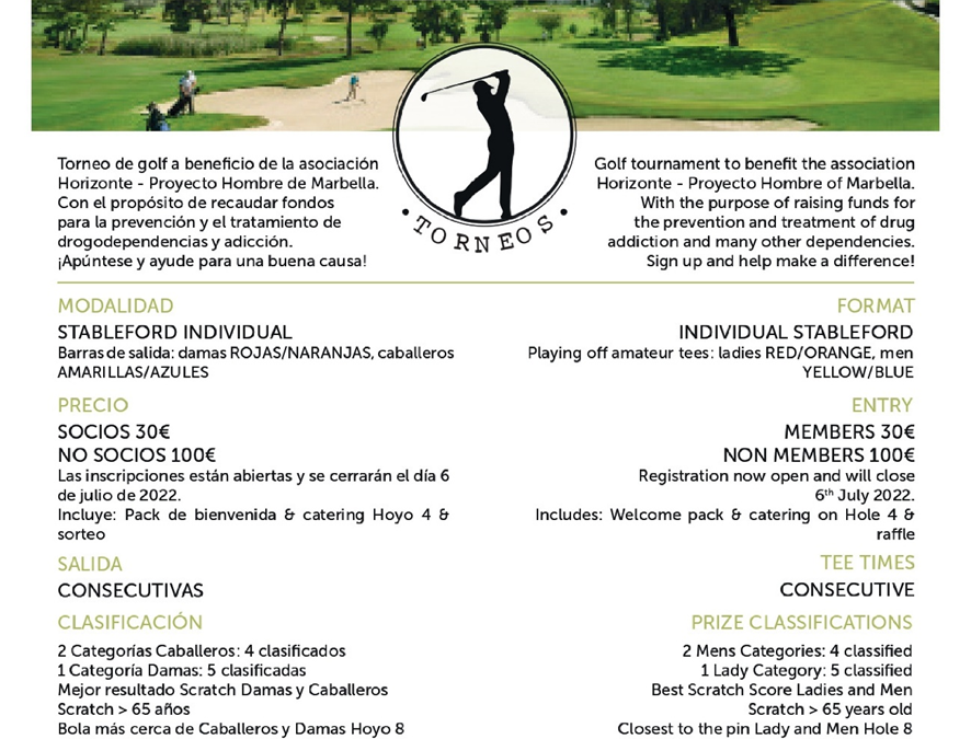 Torneo de golf a beneficio de Horizonte Proyecto Hombre Marbella