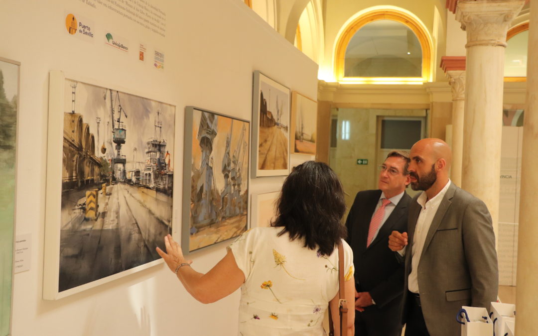 Inaugurada la exposición de pintura ‘Patrimonio industrial: Puerto de Sevilla’ con el Muelle de Tablada como protagonista