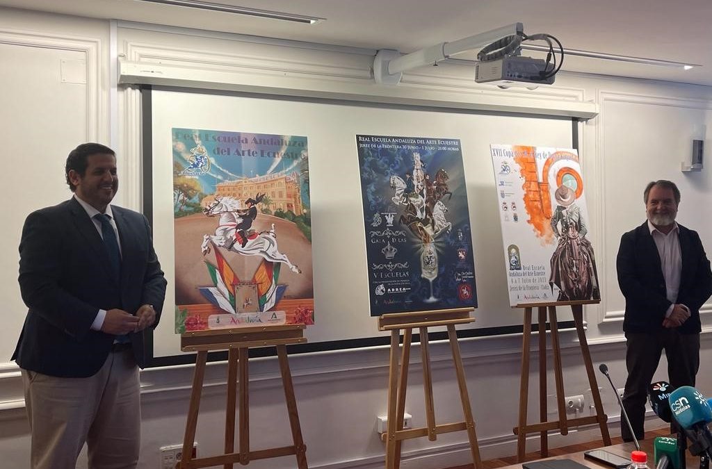 Los carteles del 50 Aniversario, Gala 5 Escuelas y Copa del Rey de Doma Vaquera se han presentado en las instalaciones de la fundación jerezana